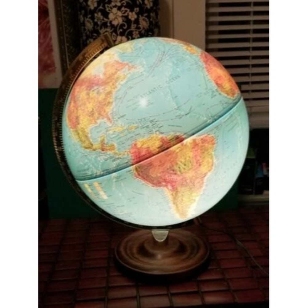 Vintage 1990 Scan-Globe A/S 12" Diameter Illuminated Globe Denmark Karl F Harig